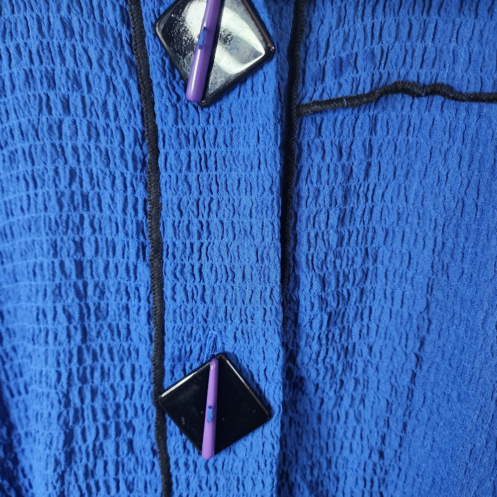 Blue Textured Button-Front Blazer Jacket - image 2